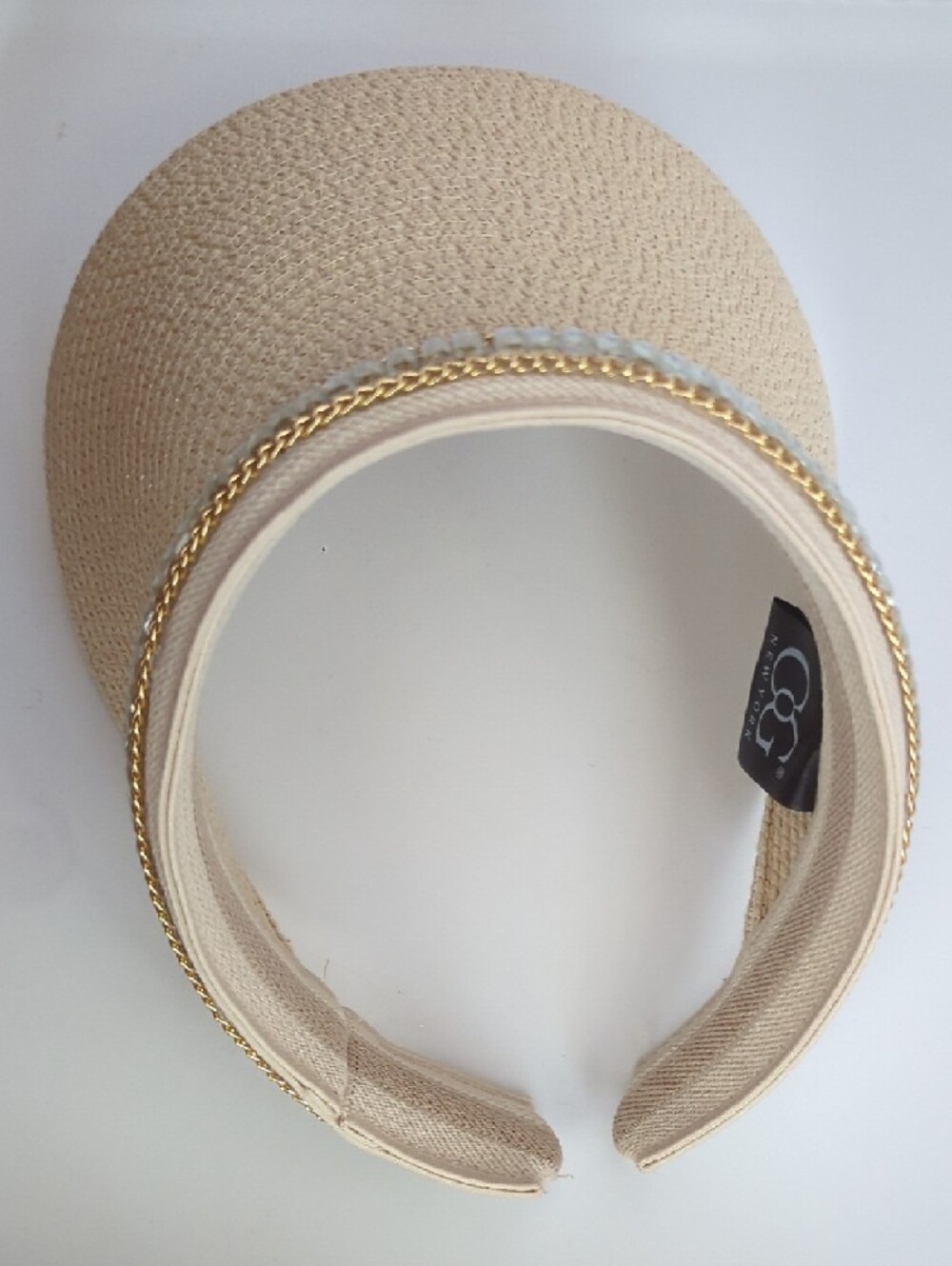 Glam Extended Brim Visor Hat - Beige - Picture 1 of 8